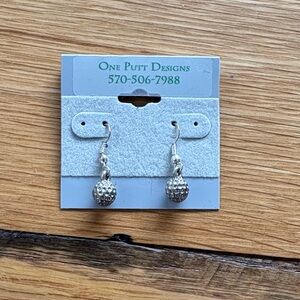 Silver Earrings Golf Ball